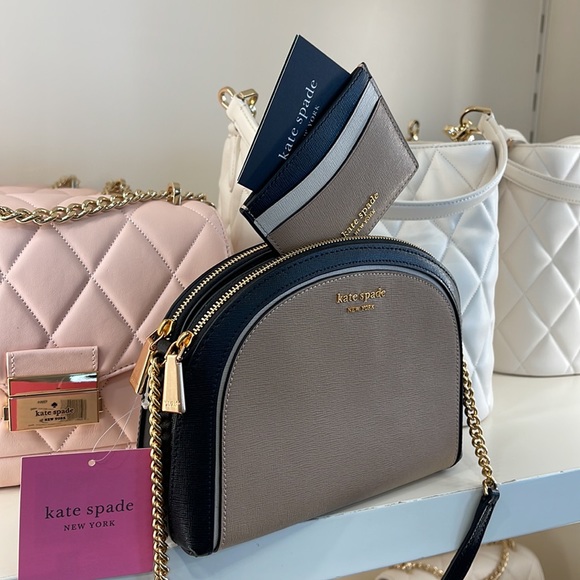 Kate Spade Morgan Colorblocked Double-zip Dome Crossbody & Morgan Cardholder NWT - Picture 13 of 14